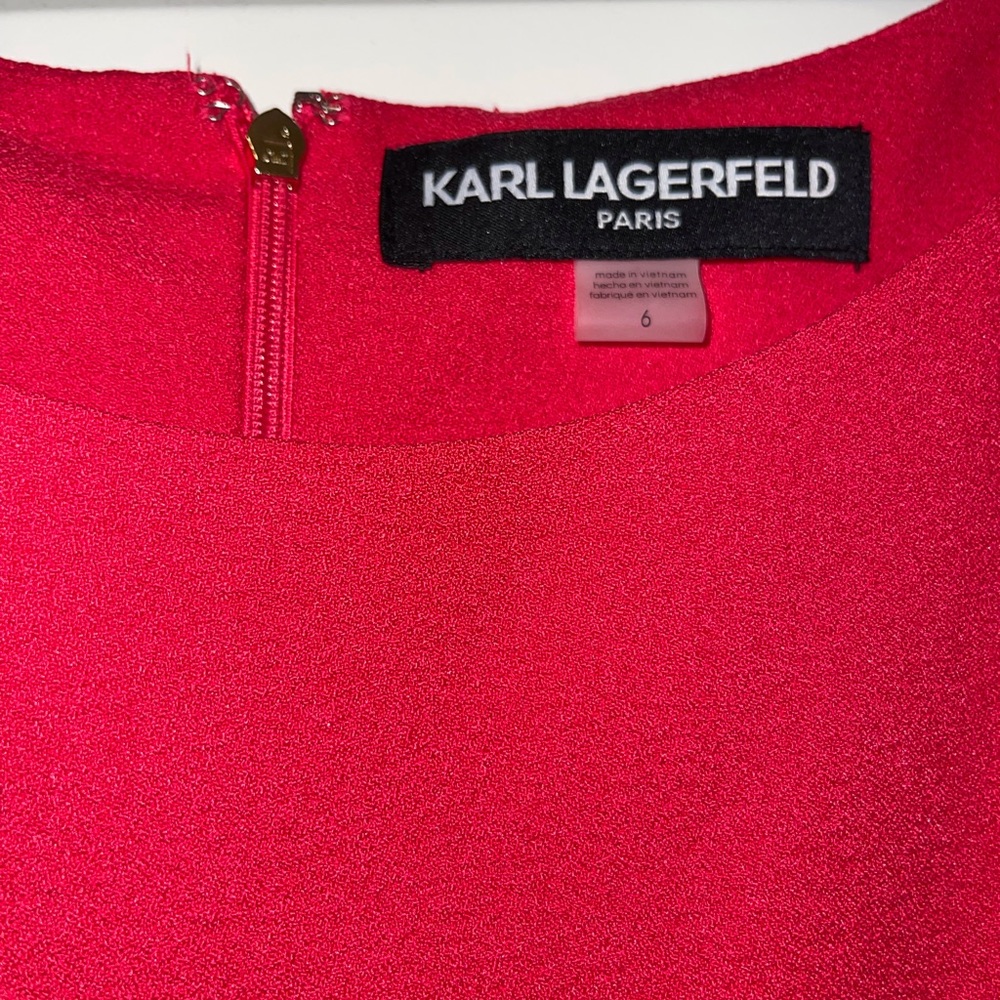 Karl Lagerfeld Navy Tulip Sleeve Crepe Dress Sz 6